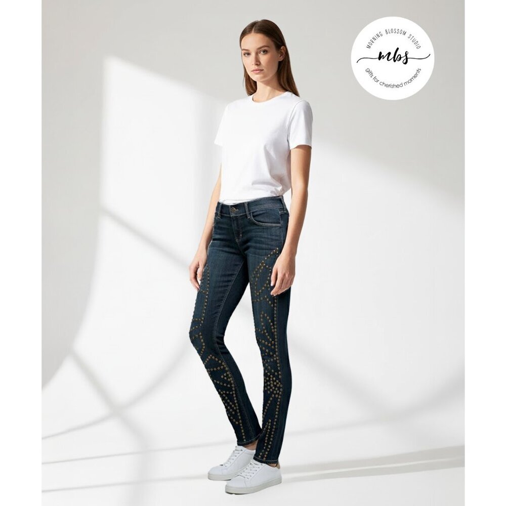 NWOT Siwy Studded Low Rise Skinny Jeans Blue Women 26